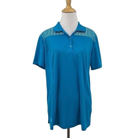 adidas Tops - Adidas Polo Shirt Womens L Large Malibu Blue Climachill Performance Golf Wicking
